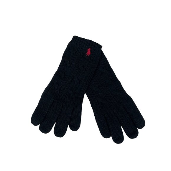 Ralph Lauren black pony knitted  Scarf and mittens New - Picture 2 of 8
